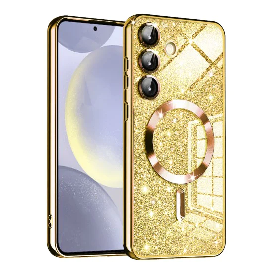 Калъф за Samsung Galaxy S24 - Луксозен Glitter MagSafe - Златен