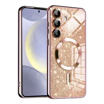 Калъф за Samsung Galaxy S24 - Luxury Glitter MagSafe - Rose Gold