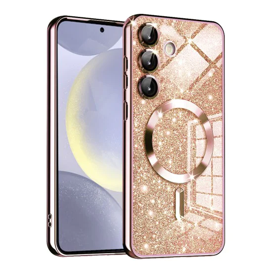 Калъф за Samsung Galaxy S24 - Luxury Glitter MagSafe - Rose Gold