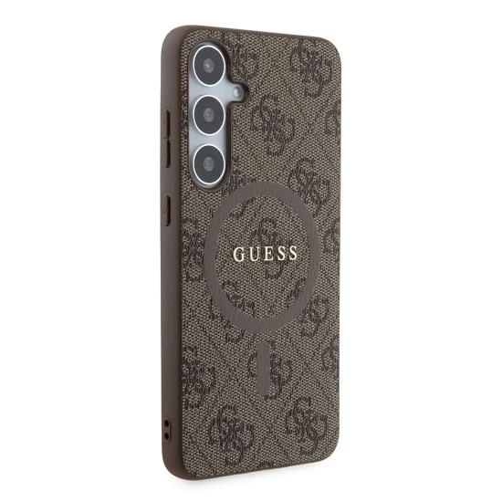 Калъф за Samsung Galaxy S24 Plus - Guess 4G Collection Leather MagSafe (GUHMS24MG4G4GFRW) - Кафяв