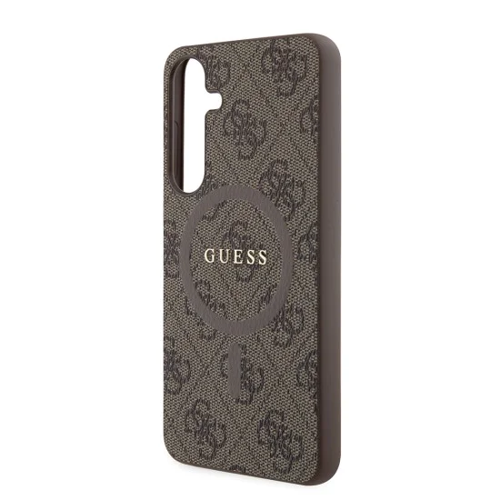 Калъф за Samsung Galaxy S24 Plus - Guess 4G Collection Leather MagSafe (GUHMS24MG4G4GFRW) - Кафяв