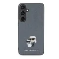 Калъф за Samsung Galaxy S24 Plus - Karl Lagerfeld Saffiano (KLHCHCS24MPSAKCMPG) - Grey Karl&Choupette Metal Pin