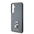 Калъф за Samsung Galaxy S24 Plus - Karl Lagerfeld Saffiano (KLHCHCS24MPSAKCMPG) - Grey Karl&Choupette Metal Pin