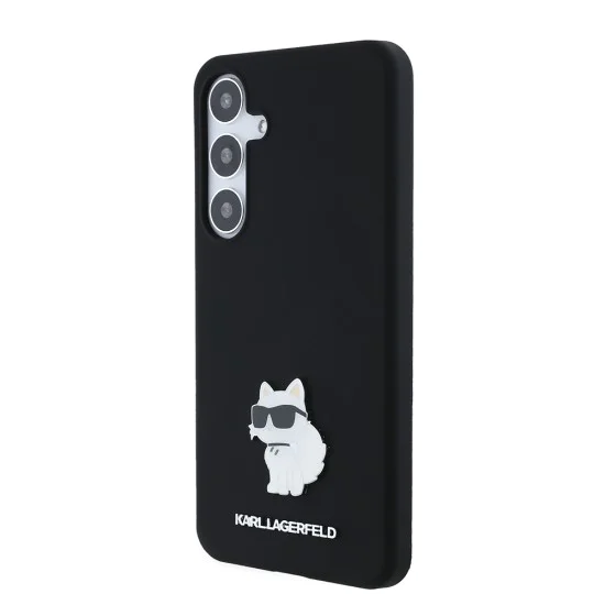 Калъф за Samsung Galaxy S24 Plus - Karl Lagerfeld Silicone (KLHCHCS24MSMHCCHCNPK) - Choupette Metal Pin