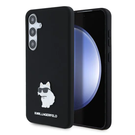 Калъф за Samsung Galaxy S24 Plus - Karl Lagerfeld Silicone (KLHCHCS24MSMHCCHCNPK) - Choupette Metal Pin