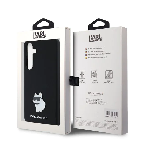 Калъф за Samsung Galaxy S24 Plus - Karl Lagerfeld Silicone (KLHCHCS24MSMHCCHCNPK) - Choupette Metal Pin