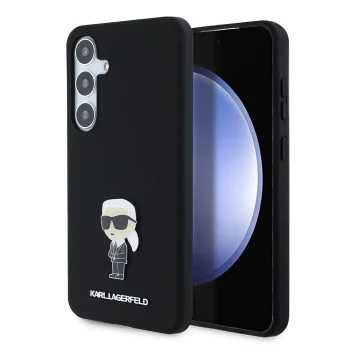 Калъф за Samsung Galaxy S24 Plus - Karl Lagerfeld Silicone (KLHCHCS24MSMHMHKKNPK) - Ikonik Metal Pin