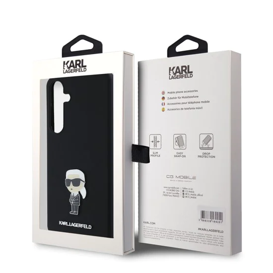 Калъф за Samsung Galaxy S24 Plus - Karl Lagerfeld Silicone (KLHCHCS24MSMHMHKKNPK) - Ikonik Metal Pin