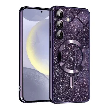 Калъф за Samsung Galaxy S24 Plus - Luxury Glitter MagSafe - Deep Purple
