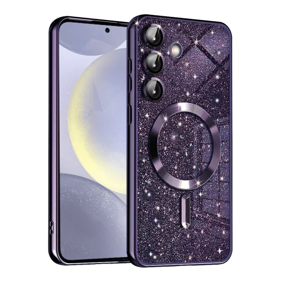 Калъф за Samsung Galaxy S24 Plus - Luxury Glitter MagSafe - Deep Purple