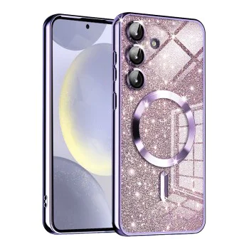 Калъф за Samsung Galaxy S24 Plus - Luxury Glitter MagSafe - Светло лилав