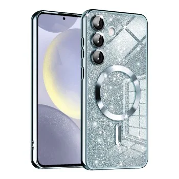 Калъф за Samsung Galaxy S24 Plus - Luxury Glitter MagSafe - Светло син