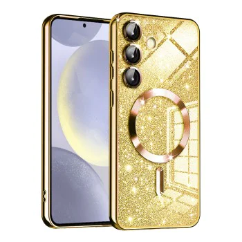 Калъф за Samsung Galaxy S24 Plus - Luxury Glitter MagSafe - Златен