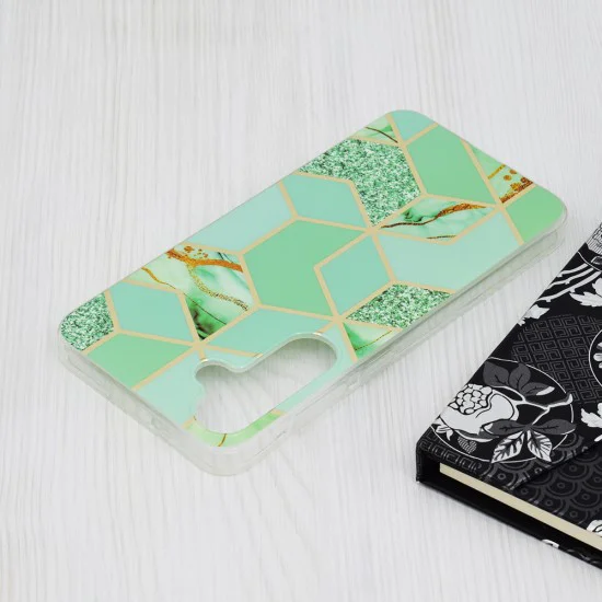 Калъф за Samsung Galaxy S24 Plus - Marble Series - Green Hex