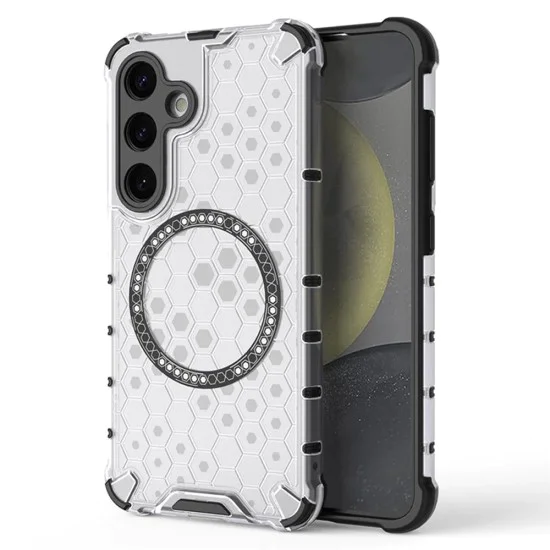 Калъф за Samsung Galaxy S24 - Techsuit - HoneyComb Shield MagSafe - Бял