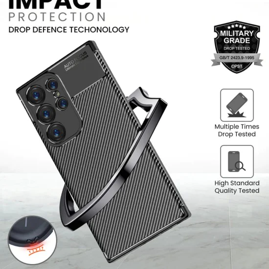 Калъф за Samsung Galaxy S24 Ultra - CarbonFiber - Черен