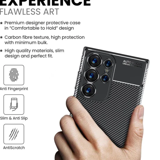 Калъф за Samsung Galaxy S24 Ultra - CarbonFiber - Черен