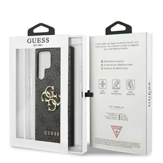 Калъф за Samsung Galaxy S24 Ultra - Guess Leather 4G Metal Logo (GUHCS24L4G4GMGGR) - Черна