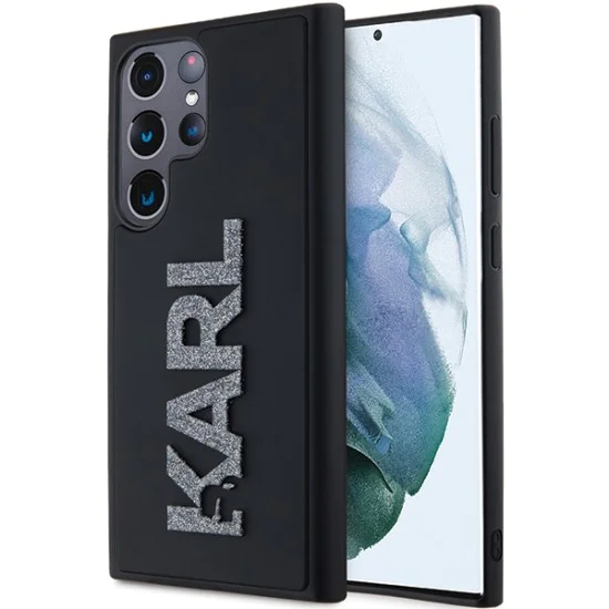 Калъф за Samsung Galaxy S24 Ultra - Karl Lagerfeld 3D Design (KLHCHCS24L3DMBKCK) - Гумено блестящо лого