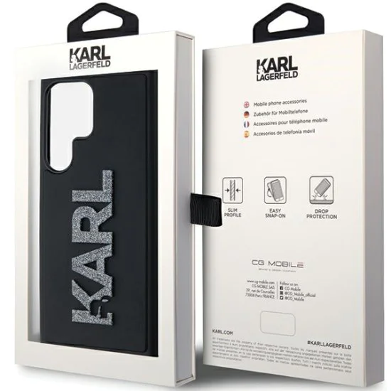 Калъф за Samsung Galaxy S24 Ultra - Karl Lagerfeld 3D Design (KLHCHCS24L3DMBKCK) - Гумено блестящо лого