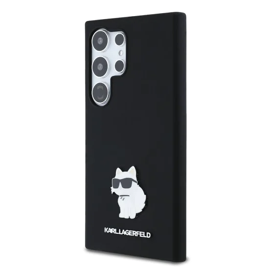 Калъф за Samsung Galaxy S24 Ultra - Karl Lagerfeld Silicone (KLHCHCS24LSMHCNPK) - Choupette Metal Pin