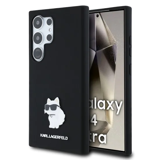 Калъф за Samsung Galaxy S24 Ultra - Karl Lagerfeld Silicone (KLHCHCS24LSMHCNPK) - Choupette Metal Pin