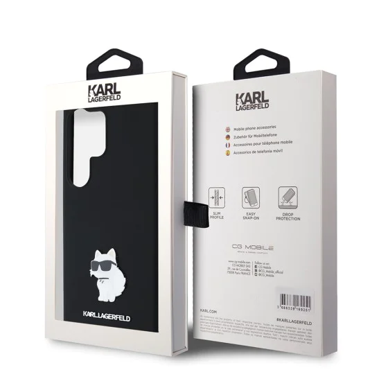 Калъф за Samsung Galaxy S24 Ultra - Karl Lagerfeld Silicone (KLHCHCS24LSMHCNPK) - Choupette Metal Pin