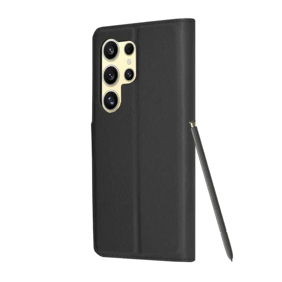 Калъф за Samsung Galaxy S24 Ultra - Кожено Протектор - Черен