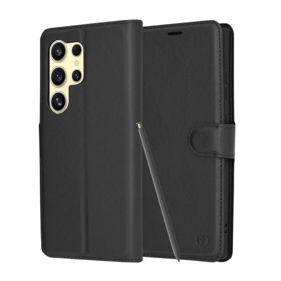 Калъф за Samsung Galaxy S24 Ultra - Кожено Протектор - Черен