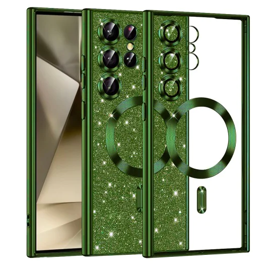 Калъф за Samsung Galaxy S24 Ultra - Luxury Glitter MagSafe - Deep Green