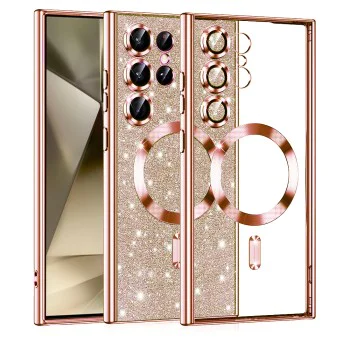 Калъф за Samsung Galaxy S24 Ultra - Luxury Glitter MagSafe - Rose Gold