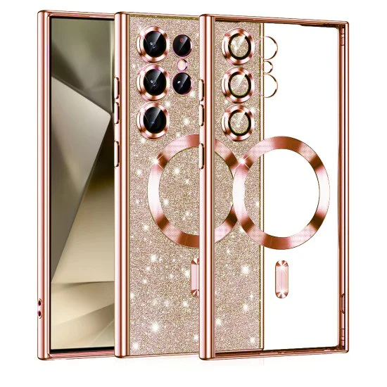 Калъф за Samsung Galaxy S24 Ultra - Luxury Glitter MagSafe - Rose Gold