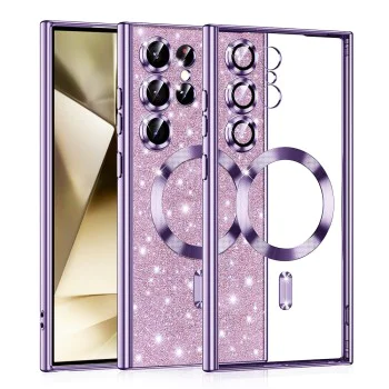Калъф за Samsung Galaxy S24 Ultra - Luxury Glitter MagSafe - Светло лилав