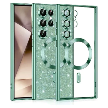 Калъф за Samsung Galaxy S24 Ultra - Luxury Glitter MagSafe - Светло зелен