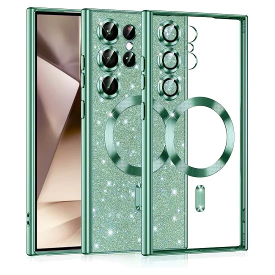 Калъф за Samsung Galaxy S24 Ultra - Luxury Glitter MagSafe - Светло зелен