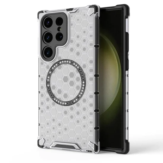 Калъф за Samsung Galaxy S24 Ultra - Techsuit - HoneyComb Shield MagSafe - Бял