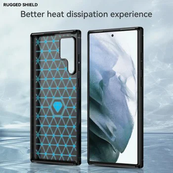 Калъф за Samsung Galaxy S24 Ultra - Techsuit - Карбонов силикон - Син