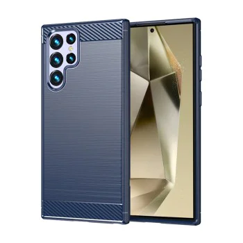 Калъф за Samsung Galaxy S24 Ultra - Techsuit - Карбонов силикон - Син