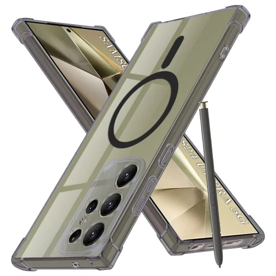 Калъф за Samsung Galaxy S24 Ultra - Techsuit - Удароустойчив Clear Silicone MagSafe - Опушено Черен