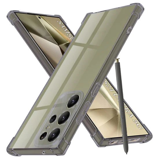 Калъф за Samsung Galaxy S24 Ultra - Techsuit - Удароустойчив Clear Silicone - Опушено Черен