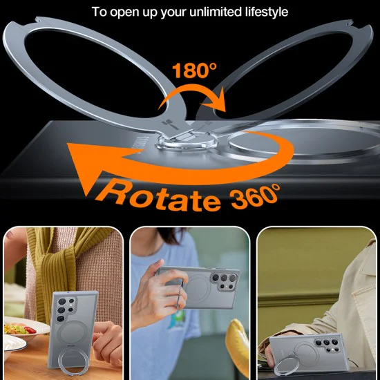 Калъф за Samsung Galaxy S24 Ultra - Torras Ostand Spin Series - Dark Grey