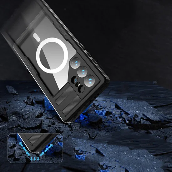 Калъф Samsung Galaxy S24 Ultra - водоустойчив корпус ShellBox IP68 - черен