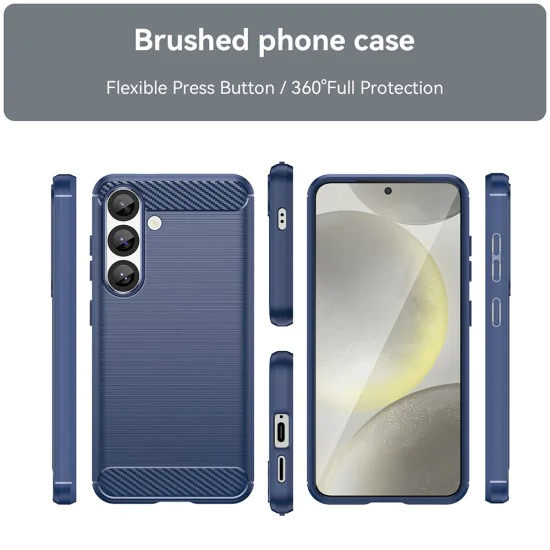Калъф за Samsung Galaxy S25 - Carbon Silicone - Blue