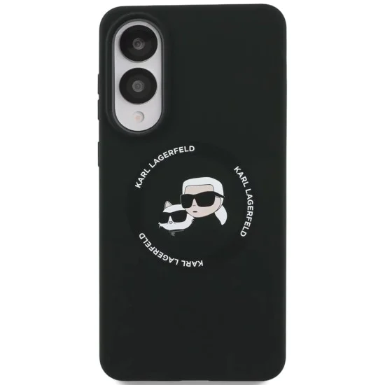 Калъф за Samsung Galaxy S25 Edge - Karl Lagerfeld - Силиконов Двойни Глави MagSafe (KLHMS25ESKCHTCK) - Черен