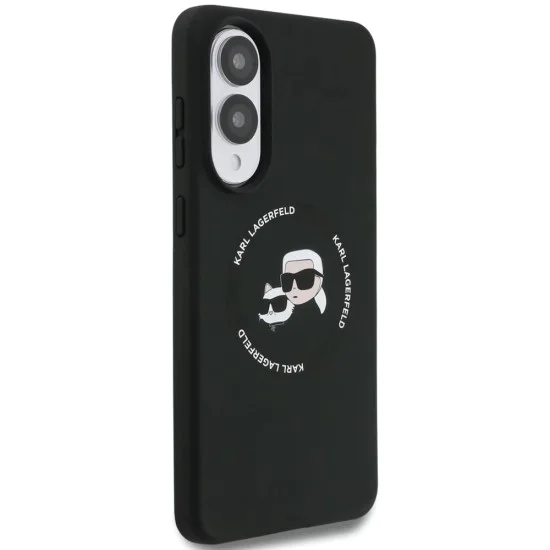 Калъф за Samsung Galaxy S25 Edge - Karl Lagerfeld - Силиконов Двойни Глави MagSafe (KLHMS25ESKCHTCK) - Черен