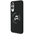 Калъф за Samsung Galaxy S25 Edge - Karl Lagerfeld - Силиконов Двойни Глави MagSafe (KLHMS25ESKCHTCK) - Черен