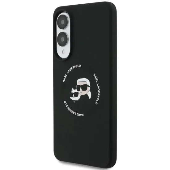 Калъф за Samsung Galaxy S25 Edge - Karl Lagerfeld - Силиконов Двойни Глави MagSafe (KLHMS25ESKCHTCK) - Черен