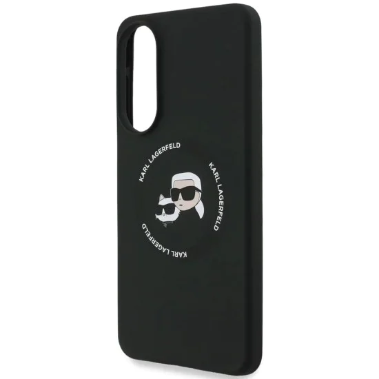 Калъф за Samsung Galaxy S25 Edge - Karl Lagerfeld - Силиконов Двойни Глави MagSafe (KLHMS25ESKCHTCK) - Черен