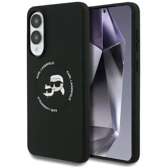 Калъф за Samsung Galaxy S25 Edge - Karl Lagerfeld - Силиконов Двойни Глави MagSafe (KLHMS25ESKCHTCK) - Черен