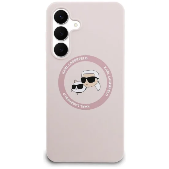 Калъф за Samsung Galaxy S25 FE – Karl Lagerfeld (KLHMS25FESKCHTCP) Silicone KC Heads MagSafe – Розов